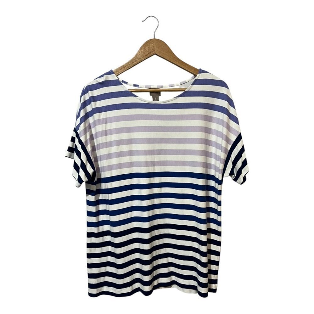 Chico's Stripe Tee Shirt Size 3 (Large) Short Sleeves